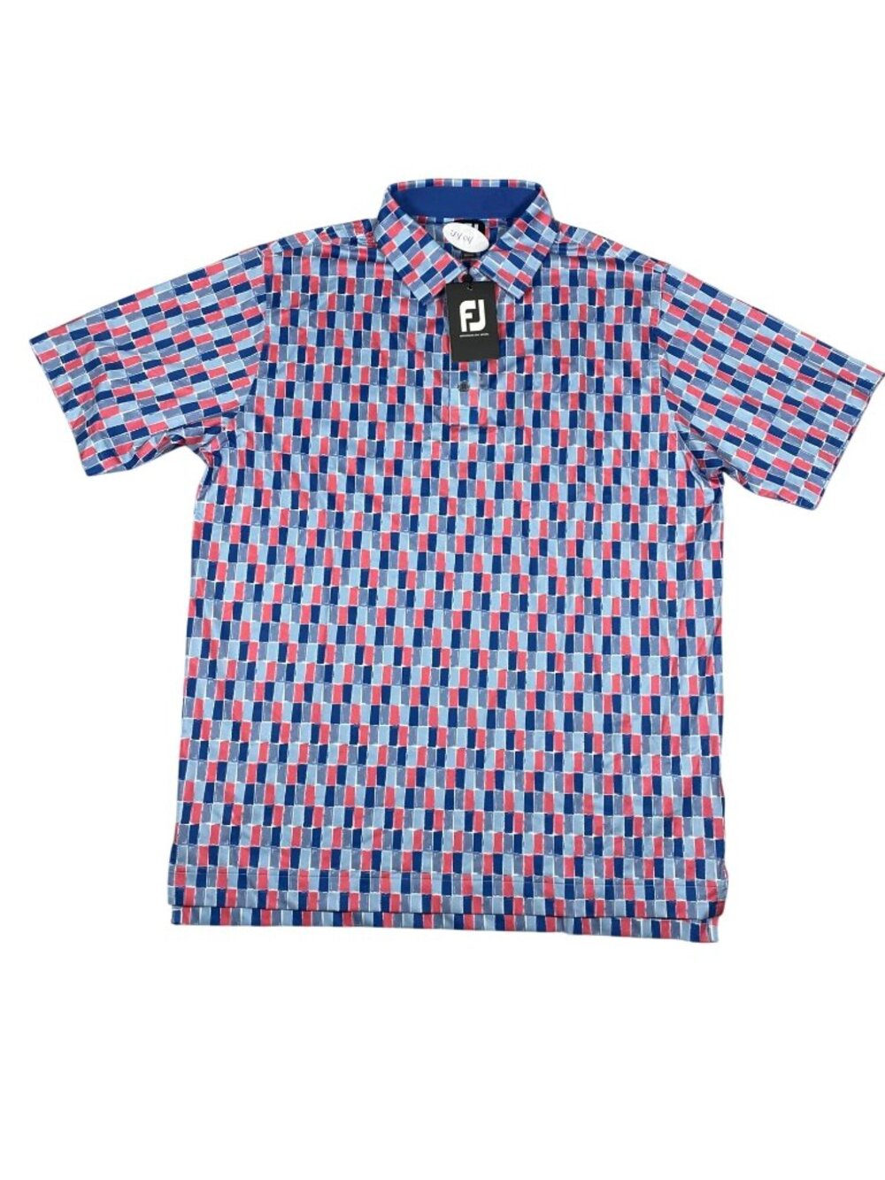 FootJoy Mens Performance Golf Polo Shirt L Multicolor Geometric Short Sleeve NWT